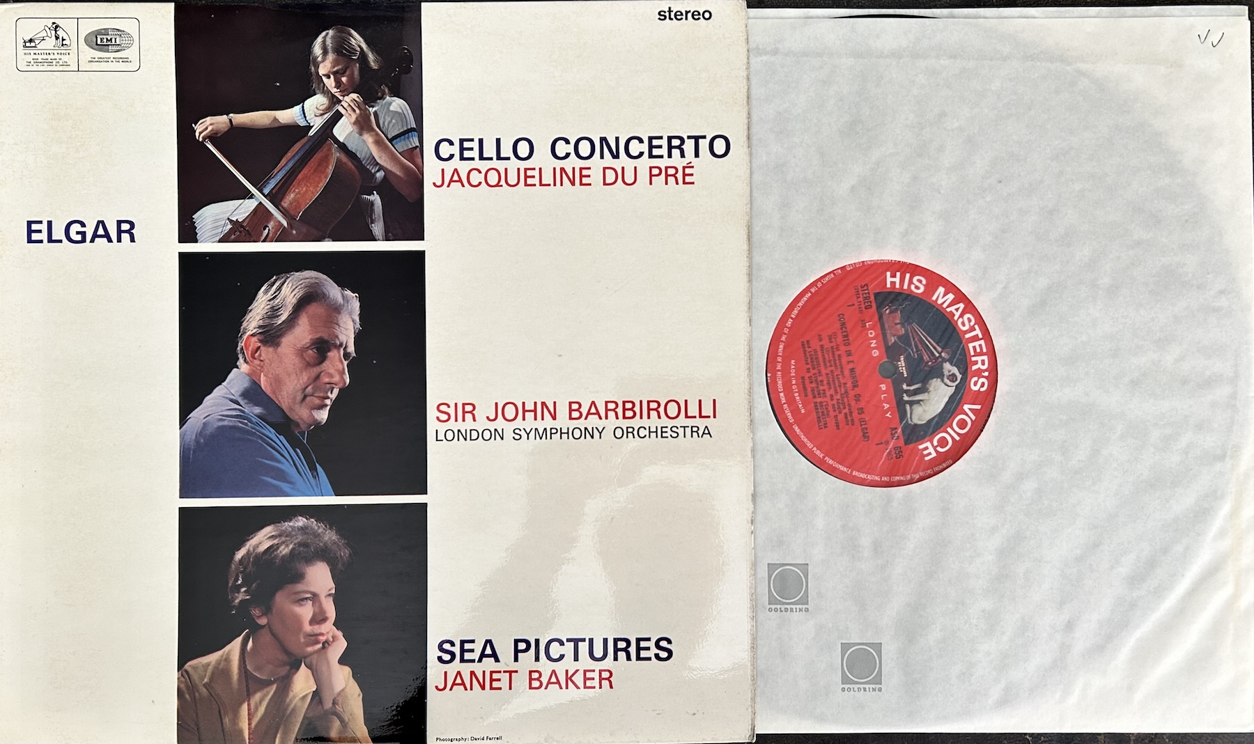 Elgar 'cello concerto Sea Pictures du Pre Baker Barbirolli