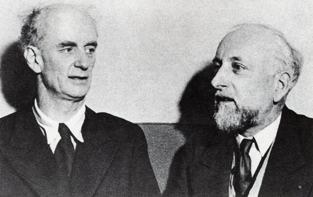 Furtwängler with the Swiss conductor Ernest Ansermet in February 1945, shortly after Furtwängler had fled Germany.