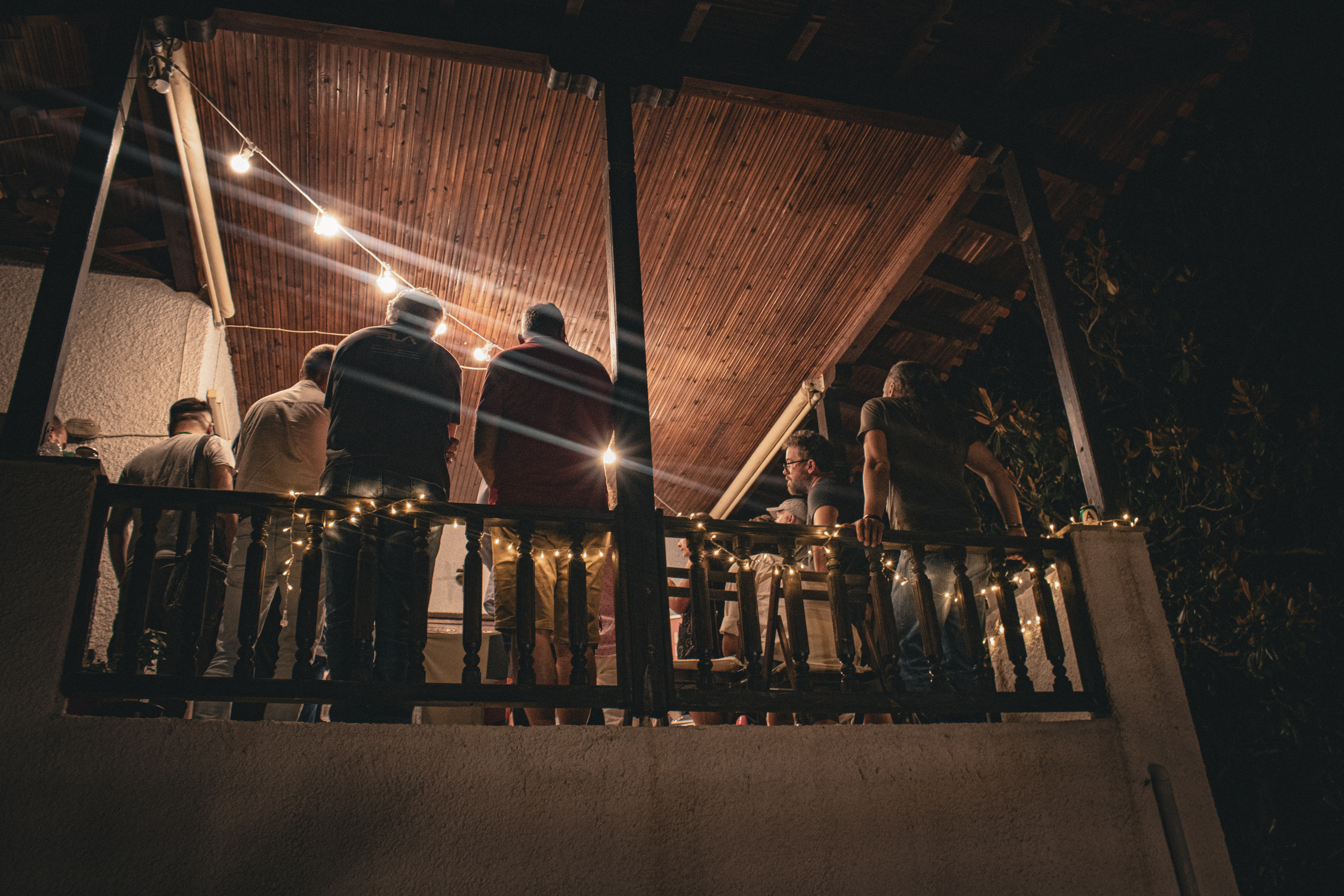 People gathered on the porch.